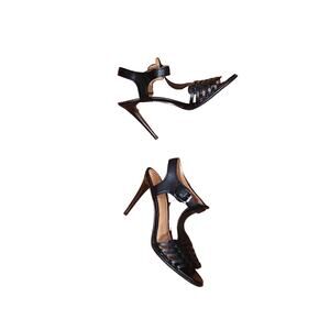 Coach Izzy Black Slingback Peep Toe Strappy Stilletto Heel Women's Size 7